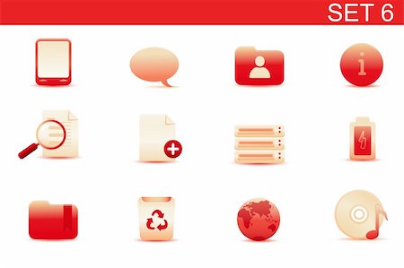 simsearch:400-08041191,k - Vector illustration ? set of red elegant simple icons for common computer and media devices functions. Set-6 Stock Photo - Budget Royalty-Free & Subscription, Code: 400-05152927
