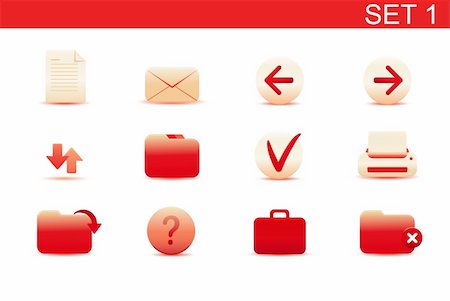 simsearch:400-05151458,k - Vector illustration ? set of red elegant simple icons for common computer functions. Set-1 Stock Photo - Budget Royalty-Free & Subscription, Code: 400-05152921