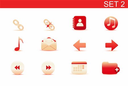 simsearch:400-05152922,k - Vector illustration ? set of red elegant simple icons for common computer functions. Set-2 Stock Photo - Budget Royalty-Free & Subscription, Code: 400-05152922