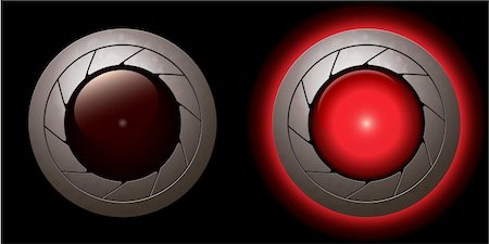 red animation shutter LED light "on" and "off" in a metalic rim Stock Photo - Budget Royalty-Free & Subscription, Code: 400-05153049