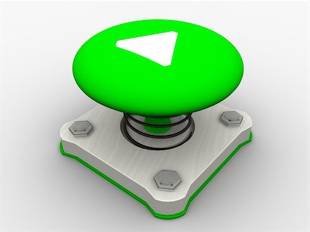 Green start button on a metal platform Stock Photo - Budget Royalty-Free & Subscription, Code: 400-05153151