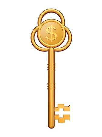 simsearch:400-04633842,k - 3d golden key with dollar symbol isolated Foto de stock - Super Valor sin royalties y Suscripción, Código: 400-05153264