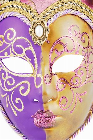 simsearch:400-04546218,k - Beautiful expensive Venetian mask with jingle bells isolated on white Stock Photo - Budget Royalty-Free & Subscription, Code: 400-05153509