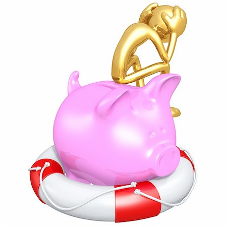 simsearch:630-06724426,k - Lifebuoy Piggy Bank Concept And Presentation Figure In 3D Stockbilder - Microstock & Abonnement, Bildnummer: 400-05153614