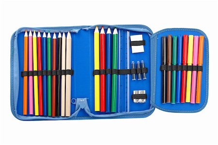 simsearch:400-09186322,k - A blue pencil case isolated on white background Photographie de stock - Aubaine LD & Abonnement, Code: 400-05153781