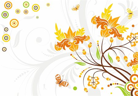 simsearch:400-04091885,k - Floral background with circle and butterfly, element for design, vector illustration Stockbilder - Microstock & Abonnement, Bildnummer: 400-05153825