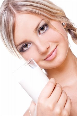 beautiful woman drinking milk on a white background Stock Photo - Budget Royalty-Free & Subscription, Code: 400-05153948