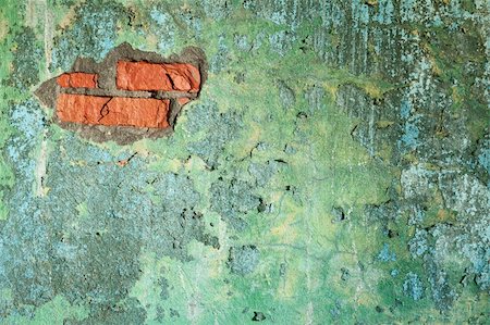 simsearch:400-08775485,k - Damaged painted old brick wall with hole Stock Photo - Budget Royalty-Free & Subscription, Code: 400-05153969