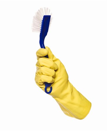 Protective glove holding a dish-brush Stock Photo - Budget Royalty-Free & Subscription, Code: 400-05164018