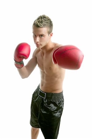 simsearch:400-04423524,k - Young handsome boxer man isolated on white, studio shot Foto de stock - Super Valor sin royalties y Suscripción, Código: 400-05164036