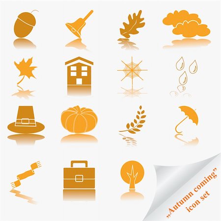 "Autumn coming soon" icon set. Vector illustration. Stock Photo - Budget Royalty-Free & Subscription, Code: 400-05164495