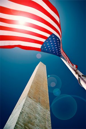 flagstaff - The Washington monument with a US flag Photographie de stock - Aubaine LD & Abonnement, Code: 400-05164654