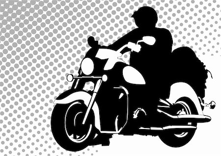 simsearch:400-08498522,k - Vector drawing motorcyclist. Silhouette on white background Photographie de stock - Aubaine LD & Abonnement, Code: 400-05164685