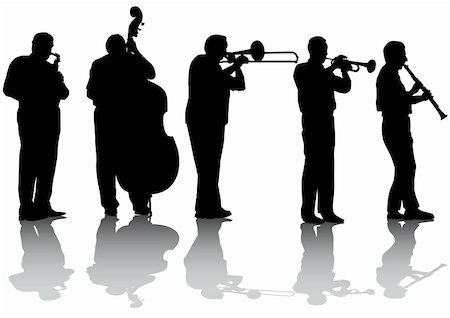 Vector drawing concert of jazz music. Silhouettes on a white background Stock Photo - Budget Royalty-Free & Subscription, Code: 400-05164845