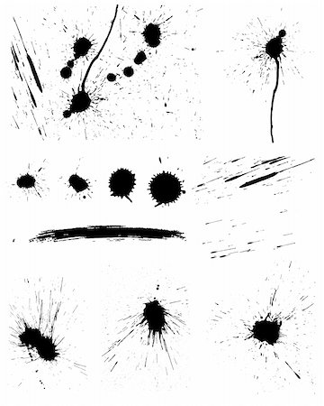 Set of vector ink blots  for grunge design Photographie de stock - Aubaine LD & Abonnement, Code: 400-05164946