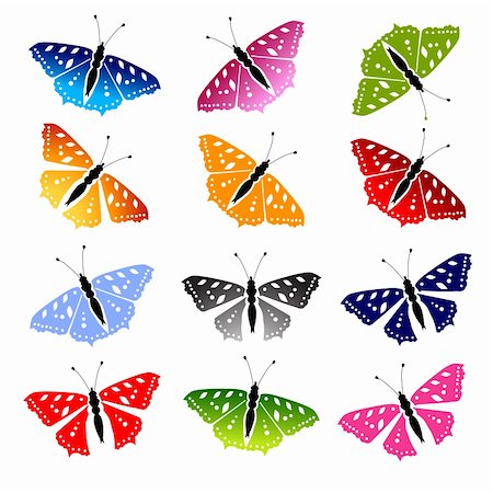 simsearch:400-04666588,k - Butterfly set for your design Stock Photo - Budget Royalty-Free & Subscription, Code: 400-05165405