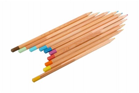 simsearch:400-04746804,k - Set of multicolored wood pencils. Close-up. Isolated on white background. Photographie de stock - Aubaine LD & Abonnement, Code: 400-05165411