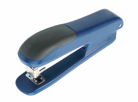 simsearch:400-05061965,k - Single blue-black office stapler. Close-up. Isolated on white background. Foto de stock - Super Valor sin royalties y Suscripción, Código: 400-05165459