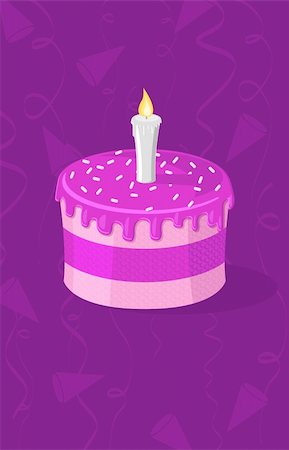 simsearch:614-03697319,k - Vector illustration of purple cake with candle Stockbilder - Microstock & Abonnement, Bildnummer: 400-05165739