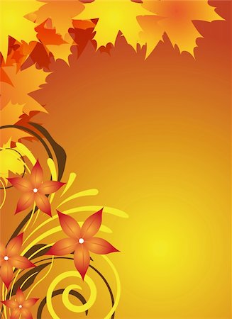 simsearch:400-06066227,k - abstract autumn background with leaves and flowers for flyer design Stock Photo - Budget Royalty-Free & Subscription, Code: 400-05165776