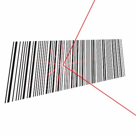 Illustration of a barcode with red laser light Stock Photo - Budget Royalty-Free & Subscription, Code: 400-05165930