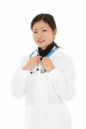 simsearch:400-05172792,k - Beautiful Asian doctor or nurse on a white background Foto de stock - Royalty-Free Super Valor e Assinatura, Número: 400-05165974