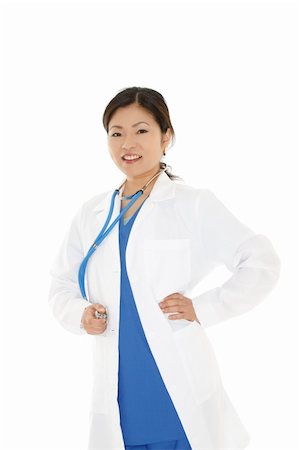 simsearch:400-05172792,k - Beautiful Asian doctor or nurse on a white background Foto de stock - Royalty-Free Super Valor e Assinatura, Número: 400-05165975