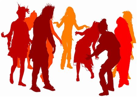 simsearch:400-04812820,k - Vector drawing of dancing people. Silhouette of the crowd on a white background Foto de stock - Super Valor sin royalties y Suscripción, Código: 400-05166037
