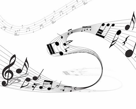 Vector musical notes staff background for design use Stock Photo - Budget Royalty-Free & Subscription, Code: 400-05166464