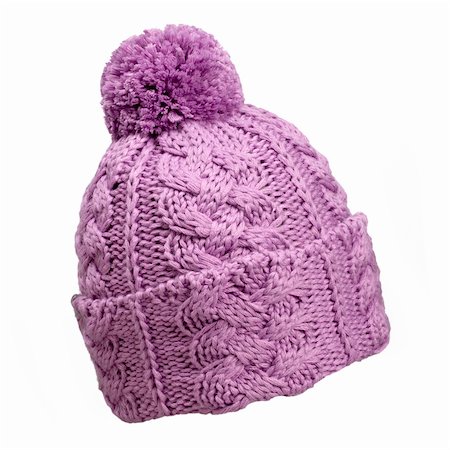 ski fashion - violet woolen hat isolted over white background Stock Photo - Budget Royalty-Free & Subscription, Code: 400-05166653