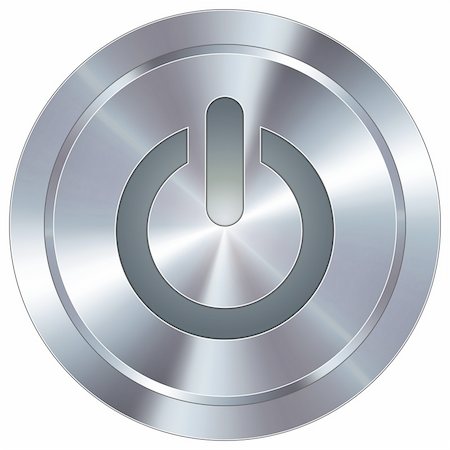 switch symbol - Computer power icon on round stainless steel modern industrial button Stock Photo - Budget Royalty-Free & Subscription, Code: 400-05166934
