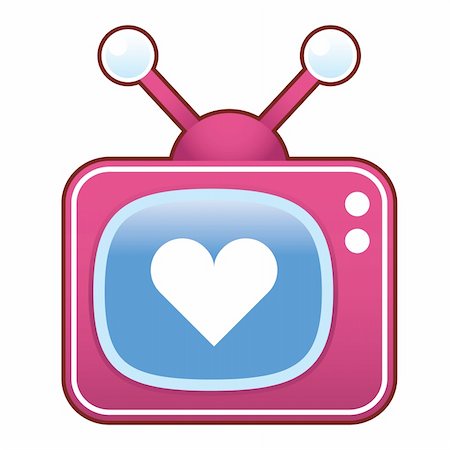 Heart or love icon on pink retro television set suitable for use in print, on websites, and in promotional materials. Stock Photo - Budget Royalty-Free & Subscription, Code: 400-05166948