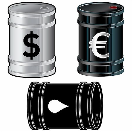 future earth icon - Oil barrel icon set. Vector illustrations include glossy and matte black as well as stainless steel fuel drums. Icons include oil drop, euro, and dollar sign. Stock Photo - Budget Royalty-Free & Subscription, Code: 400-05166941