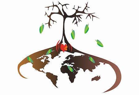 drawing on environment pollution - This is a vector illustration from the global death, symbolized by a dying tree growth from the world globe. Stock Photo - Budget Royalty-Free & Subscription, Code: 400-05167057