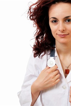 Doctor with stethoscope isolated on white. Stock Photo - Budget Royalty-Free & Subscription, Code: 400-05167164