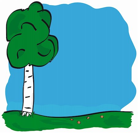 Vector image of tree over blue sky Stock Photo - Budget Royalty-Free & Subscription, Code: 400-05167194
