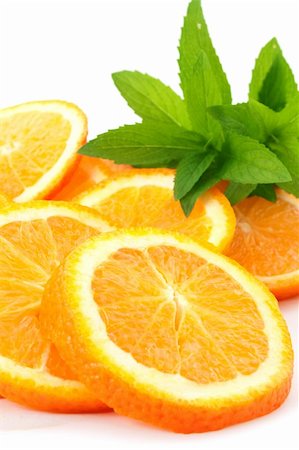 oranges and leaves of mint Stock Photo - Budget Royalty-Free & Subscription, Code: 400-05167553