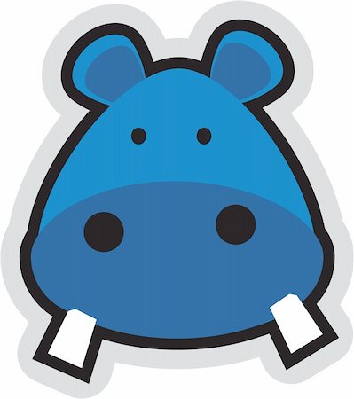 a beautiful blue colored vector hippopotamus face Foto de stock - Super Valor sin royalties y Suscripción, Código: 400-05167602