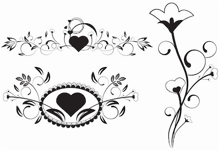 a beautiful set of vector floral heart Foto de stock - Super Valor sin royalties y Suscripción, Código: 400-05167612