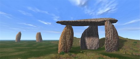 simsearch:400-05287744,k - 3D render of a dolmen landscape under a blue sky Photographie de stock - Aubaine LD & Abonnement, Code: 400-05167717