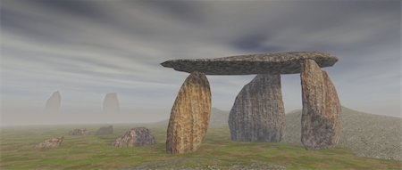 simsearch:400-05724389,k - Dolmen Landscape with gray sky Stock Photo - Budget Royalty-Free & Subscription, Code: 400-05167718