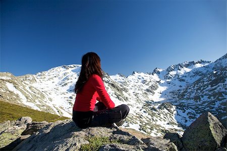 simsearch:400-05167756,k - woman at the top of gredos mountains in avila spain Stock Photo - Budget Royalty-Free & Subscription, Code: 400-05167975
