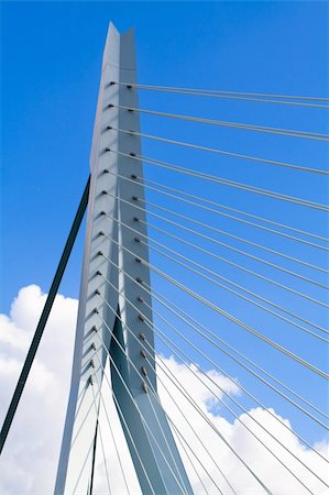 Erasmus Bridge details. Pilons and stable cables Stock Photo - Budget Royalty-Free & Subscription, Code: 400-05168022