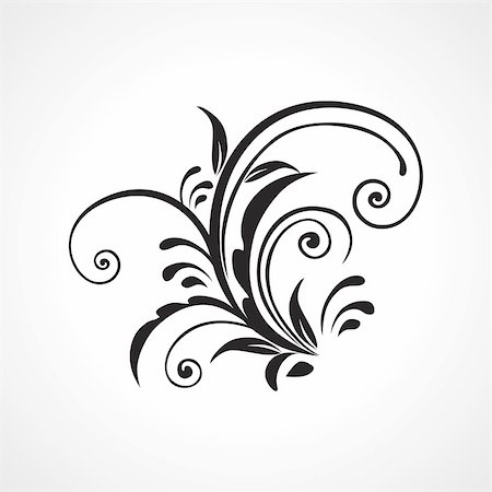 filigree borders clip art - vector illustration of black floral pattern tattoo Stock Photo - Budget Royalty-Free & Subscription, Code: 400-05168096