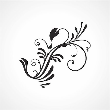 filigree borders clip art - white background with isolated black floral tattoo Stock Photo - Budget Royalty-Free & Subscription, Code: 400-05168097