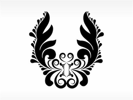 filigree borders clip art - background with curve design tattoo, vector image Stock Photo - Budget Royalty-Free & Subscription, Code: 400-05168090