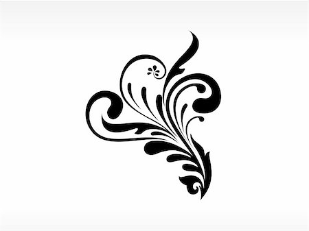 filigree tattoo pictures - vector black floral tattoo isolated on white background Stock Photo - Budget Royalty-Free & Subscription, Code: 400-05168093