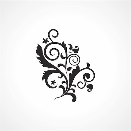 filigree borders clip art - white background with black modern design tattoo Stock Photo - Budget Royalty-Free & Subscription, Code: 400-05168111