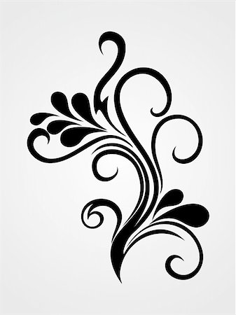 filigree borders clip art - abstract element tattoo, vector image Stock Photo - Budget Royalty-Free & Subscription, Code: 400-05168123