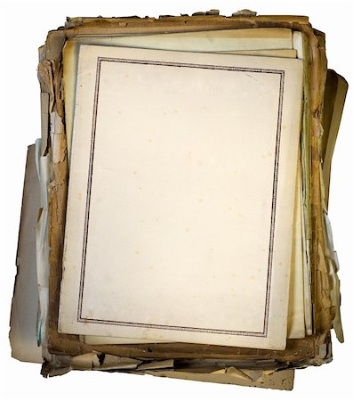 simsearch:400-05910182,k - Stack of old documents and blank paper on top. Clipping path included Foto de stock - Super Valor sin royalties y Suscripción, Código: 400-05168156